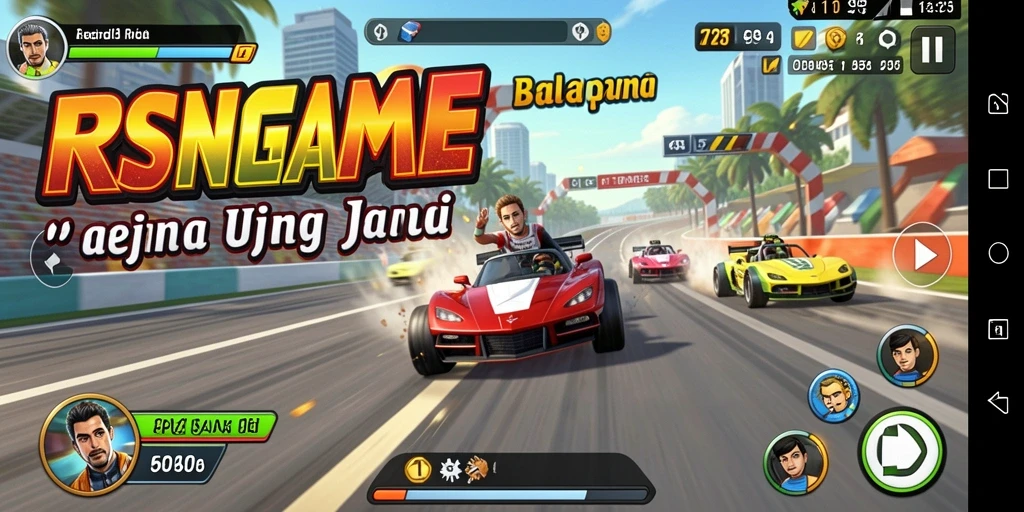 Tampilan gameplay RSNGAME dengan balapan yang menegangkan.